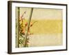 Bamboo And Plum Blossom On Old Antique Paper Texture-kenny001-Framed Art Print