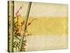 Bamboo And Plum Blossom On Old Antique Paper Texture-kenny001-Stretched Canvas