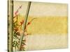 Bamboo And Plum Blossom On Old Antique Paper Texture-kenny001-Stretched Canvas