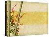 Bamboo And Plum Blossom On Old Antique Paper Texture-kenny001-Stretched Canvas
