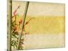 Bamboo And Plum Blossom On Old Antique Paper Texture-kenny001-Mounted Art Print