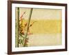 Bamboo And Plum Blossom On Old Antique Paper Texture-kenny001-Framed Art Print