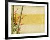 Bamboo And Plum Blossom On Old Antique Paper Texture-kenny001-Framed Art Print