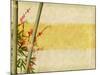 Bamboo And Plum Blossom On Old Antique Paper Texture-kenny001-Mounted Art Print