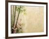 Bamboo and Plum Blossom on Old Antique Paper Texture-kenny001-Framed Art Print