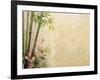 Bamboo and Plum Blossom on Old Antique Paper Texture-kenny001-Framed Art Print