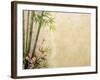 Bamboo and Plum Blossom on Old Antique Paper Texture-kenny001-Framed Art Print