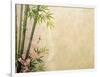 Bamboo and Plum Blossom on Old Antique Paper Texture-kenny001-Framed Art Print