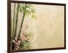 Bamboo and Plum Blossom on Old Antique Paper Texture-kenny001-Framed Art Print