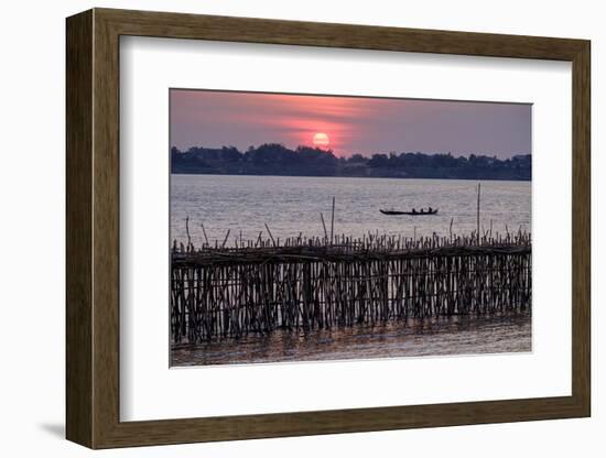 Bamboo Bridge of Koh Paeng Island on the Island River, Kompong Cham (Kampong Cham), Cambodia-Nathalie Cuvelier-Framed Photographic Print