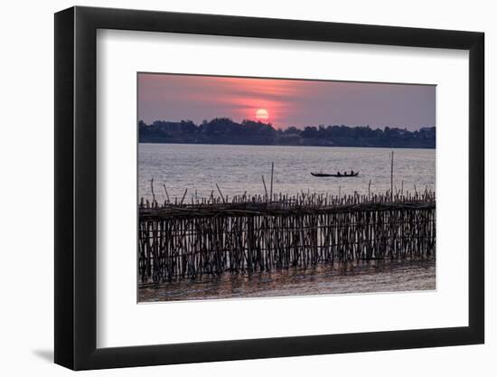 Bamboo Bridge of Koh Paeng Island on the Island River, Kompong Cham (Kampong Cham), Cambodia-Nathalie Cuvelier-Framed Photographic Print