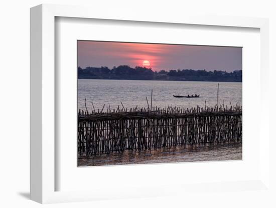 Bamboo Bridge of Koh Paeng Island on the Island River, Kompong Cham (Kampong Cham), Cambodia-Nathalie Cuvelier-Framed Photographic Print