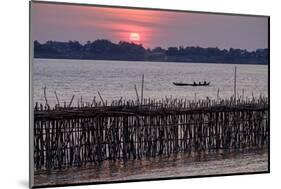 Bamboo Bridge of Koh Paeng Island on the Island River, Kompong Cham (Kampong Cham), Cambodia-Nathalie Cuvelier-Mounted Photographic Print