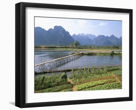 Bamboo Bridge, Vang Vieng, Laos, Indochina, Southeast Asia-Jane Sweeney-Framed Photographic Print
