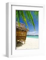 Bamboo Hut On A Tropical Beach-null-Framed Art Print