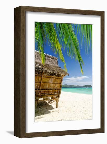 Bamboo Hut On A Tropical Beach-null-Framed Art Print