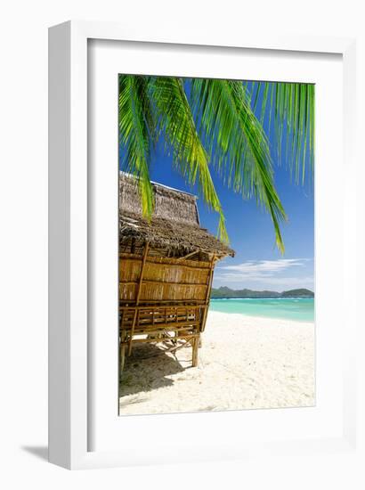 Bamboo Hut On A Tropical Beach-null-Framed Art Print