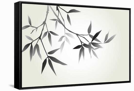 Bamboo Illustration, Japanese Calligraphy-Ataly-Framed Stretched Canvas