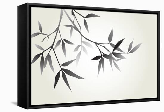 Bamboo Illustration, Japanese Calligraphy-Ataly-Framed Stretched Canvas