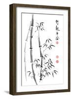 Bamboo Ink Painting And Calligraphy-yienkeat-Framed Art Print