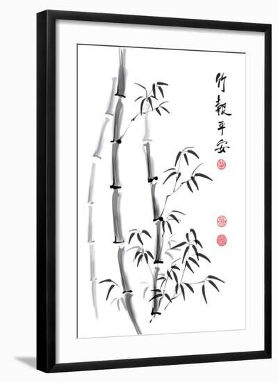 Bamboo Ink Painting And Calligraphy-yienkeat-Framed Art Print