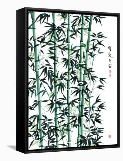 Bamboo Ink Painting. Translation: Wellbeing-yienkeat-Framed Stretched Canvas
