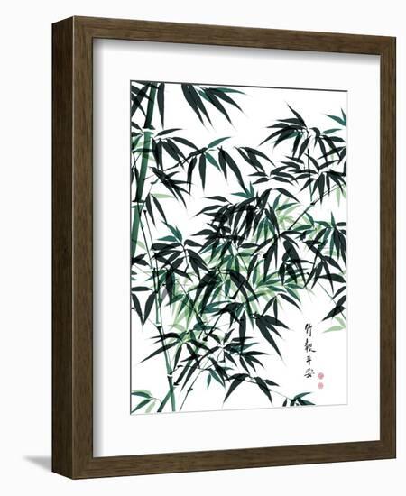 Bamboo Ink Painting. Translation: Wellbeing-yienkeat-Framed Art Print