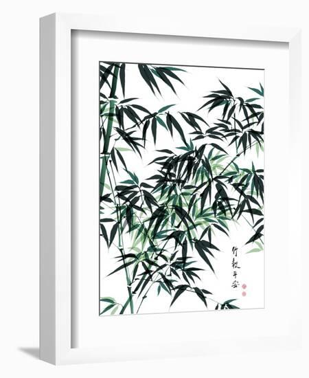 Bamboo Ink Painting. Translation: Wellbeing-yienkeat-Framed Art Print