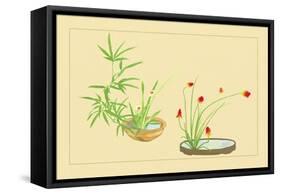 Bamboo, Narcissus, and Lily-Sofu Teshigahara-Framed Stretched Canvas