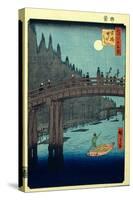Bamboo Quay by Kyobashi Bridge. (One Hundred Famous Views of Ed), C. 1858-Utagawa Hiroshige-Stretched Canvas