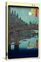 Bamboo Quay by Kyobashi Bridge. (One Hundred Famous Views of Ed), C. 1858-Utagawa Hiroshige-Stretched Canvas