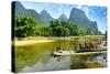 Bamboo Rafting in Li River, Guilin - Yangshou China-kenny001-Stretched Canvas