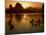 Bamboo Rafts on the Li River at Sunset, China-Keren Su-Mounted Premium Photographic Print