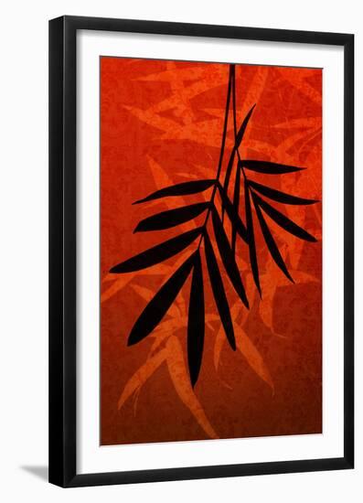 Bamboo Shade on Red II-Christine Zalewski-Framed Art Print
