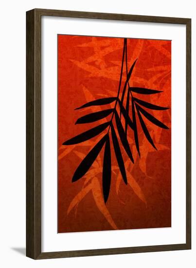 Bamboo Shade on Red II-Christine Zalewski-Framed Art Print