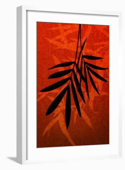 Bamboo Shade on Red II-Christine Zalewski-Framed Art Print