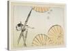 Bamboo, Umbrellas, a Cat and Butterflies, C. 1877-Shibata Zeshin-Stretched Canvas