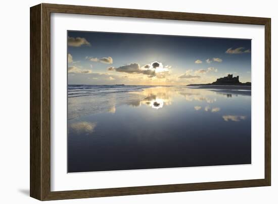 Bamburgh and Farne Island Winter Reflections, Bamburgh, Northumberland, England-Eleanor Scriven-Framed Photographic Print