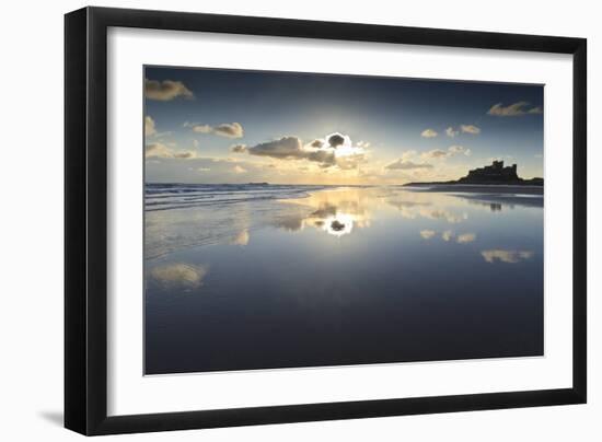 Bamburgh and Farne Island Winter Reflections, Bamburgh, Northumberland, England-Eleanor Scriven-Framed Photographic Print