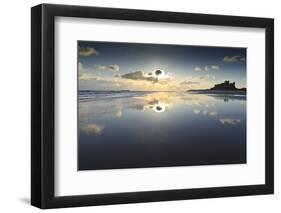 Bamburgh and Farne Island Winter Reflections, Bamburgh, Northumberland, England-Eleanor Scriven-Framed Photographic Print