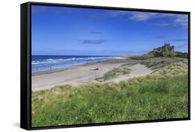 Bamburgh Castle across the Dunes, Early Summer Afternoon, Northumberland, England, United Kingdom-Eleanor Scriven-Framed Stretched Canvas