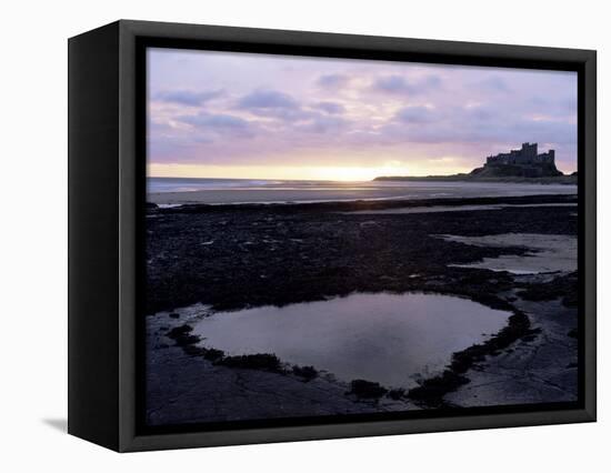 Bamburgh Castle at Sunrise, Bamburgh, Northumberland, England, United Kingdom-Lee Frost-Framed Stretched Canvas