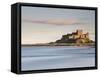 Bamburgh Castle Bathed in Golden Evening Light Overlooking Bamburgh Bay with the Sea Filling the Fo-Lee Frost-Framed Stretched Canvas