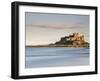 Bamburgh Castle Bathed in Golden Evening Light Overlooking Bamburgh Bay with the Sea Filling the Fo-Lee Frost-Framed Photographic Print