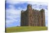 Bamburgh Castle, the Keep, with English Flag of St. George-Eleanor Scriven-Stretched Canvas