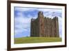 Bamburgh Castle, the Keep, with English Flag of St. George-Eleanor Scriven-Framed Photographic Print