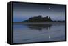 Bamburgh Castle under a Full Moon at Dusk in Summer, Bamburgh, Northumberland, England-Eleanor Scriven-Framed Stretched Canvas