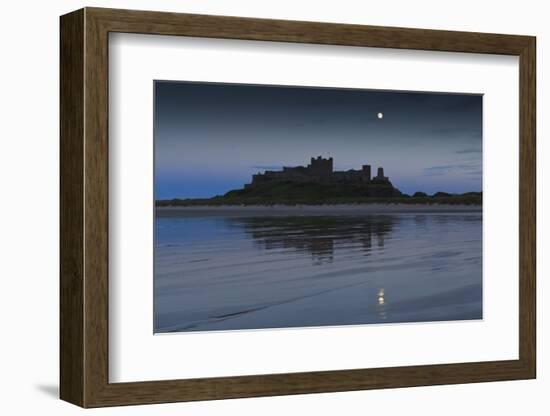 Bamburgh Castle under a Full Moon at Dusk in Summer, Bamburgh, Northumberland, England-Eleanor Scriven-Framed Photographic Print