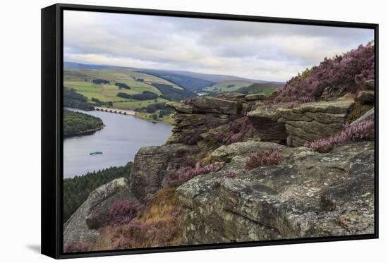 Bamford Edge with Heather Above Ladybower and Ashopton Bridge at Dawn-Eleanor Scriven-Framed Stretched Canvas