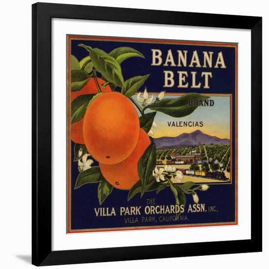 Banana Belt Brand - Villa Park, California - Citrus Crate Label-Lantern Press-Framed Art Print